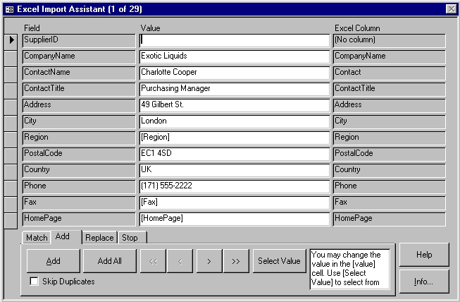 4TOPS Excel Import for MS Access 2000 Screenshot