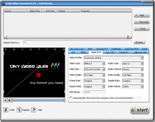 A-one Video Convertor Screenshot