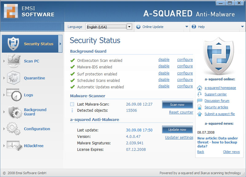 a-squared Anti-Malware Screenshot