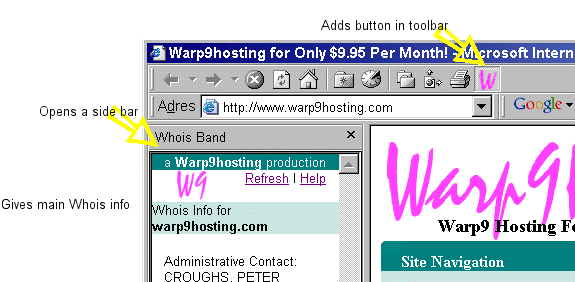 A Warp9 Whois Plugin Screenshot