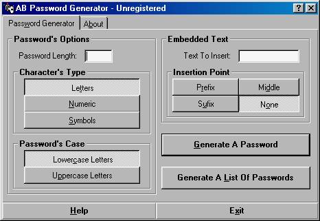 AB Password Generator Screenshot