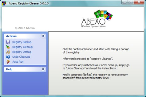 Abexo Registry Cleaner Screenshot