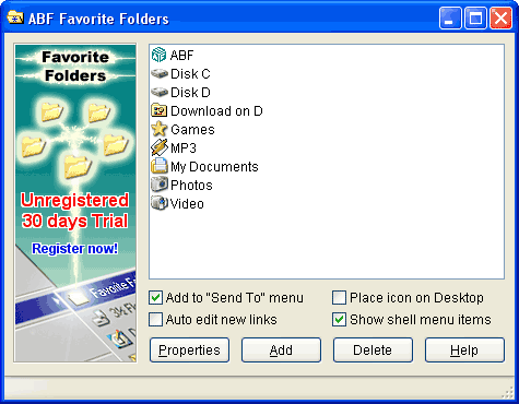 ABF Favorite Folders Screenshot