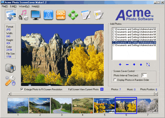 Acme Photo ScreenSaver Maker Screenshot