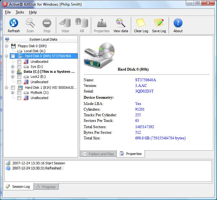 Active Kill Disk - Hard Drive Eraser Screenshot