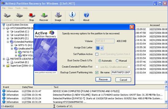 Active Partition Recovery Screenshot