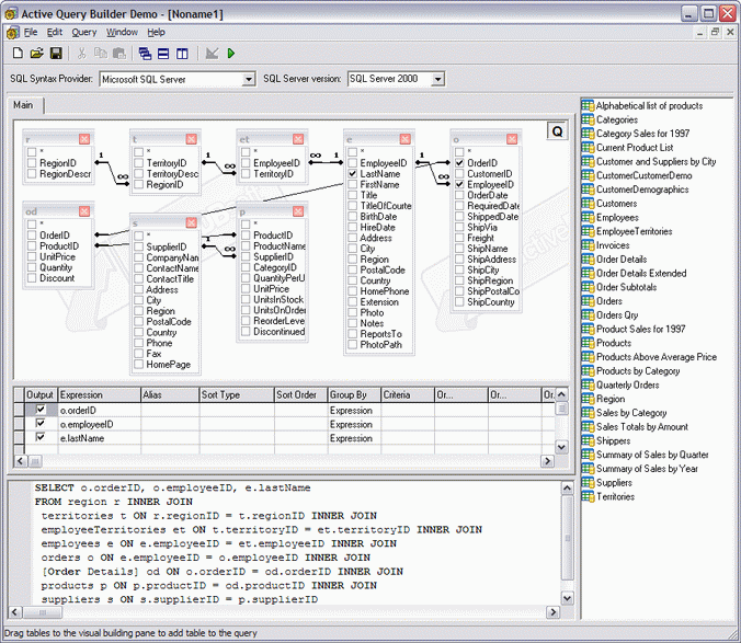 Active Query Builder ActiveX Edition Screenshot