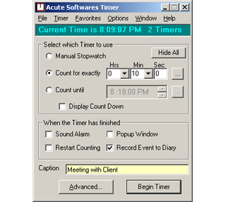 Acute Softwares Timer Screenshot