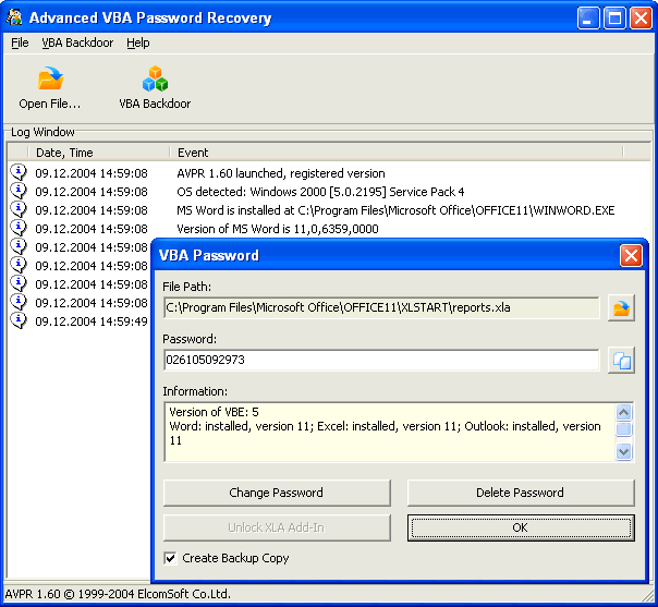 Advanced VBA Password Recovery Screenshot