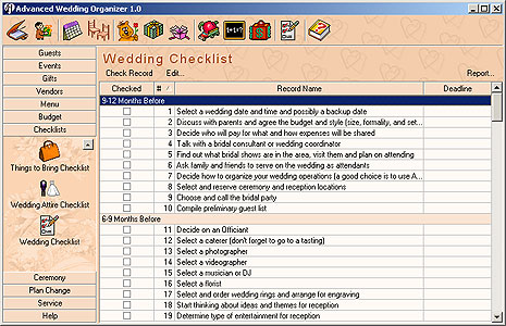 Advanced Wedding Organizer Screenshot
