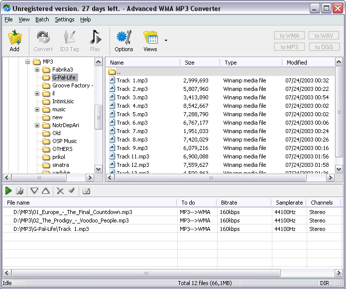 Advanced WMA MP3 Converter Screenshot