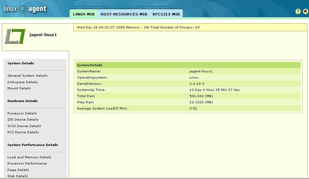 AdventNet SNMP Agent For Linux Screenshot