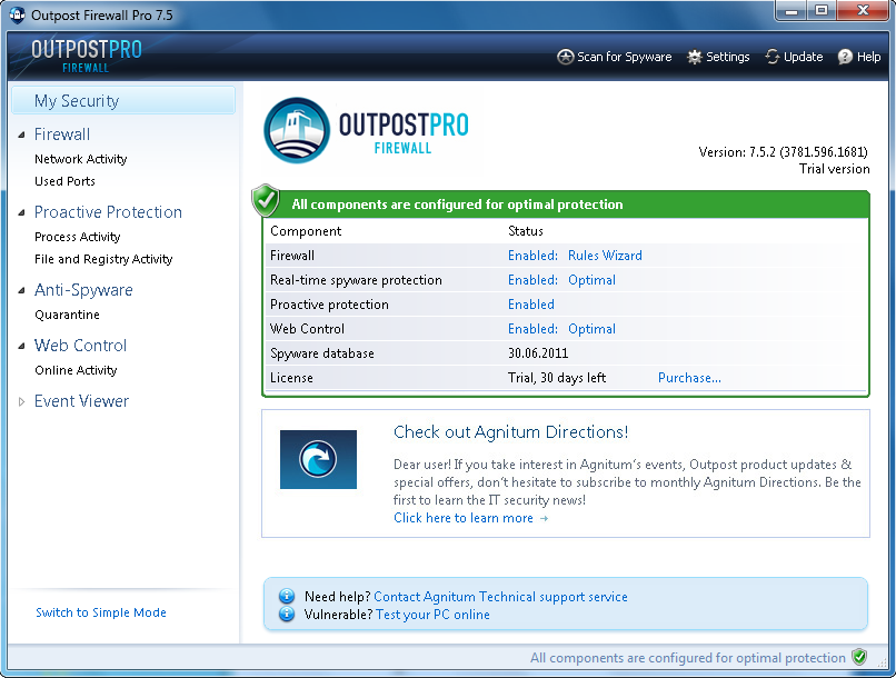 Agnitum Outpost Firewall Pro Screenshot