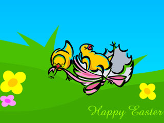 Animated Easter Chicks Wallpaper Screenshot