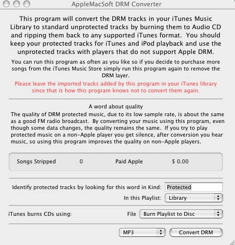 AppleMacSoft DRM Converter for Mac Screenshot