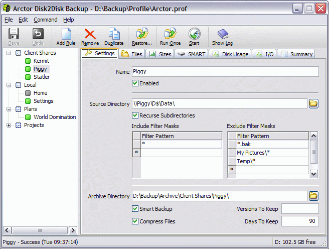 Arctor Disk-To-Disk Backup Screenshot