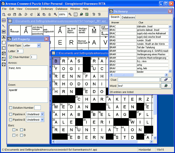 Arensus Crossword Puzzle Editor Screenshot