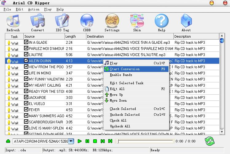 Arial CD Ripper Screenshot