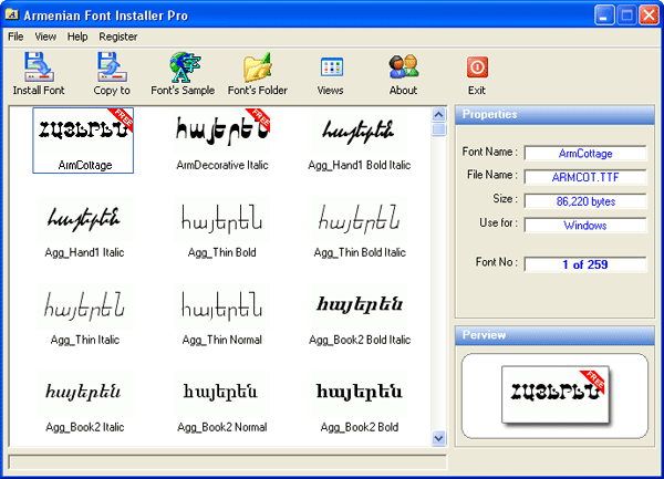 Armenian Font Installer Pro Screenshot