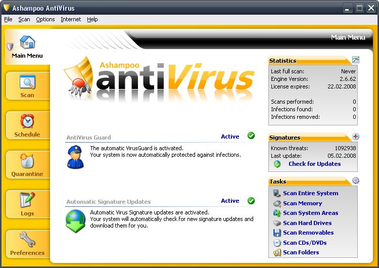 Ashampoo AntiVirus Screenshot