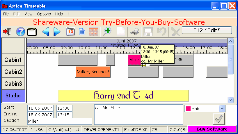 Astice Timetable Screenshot