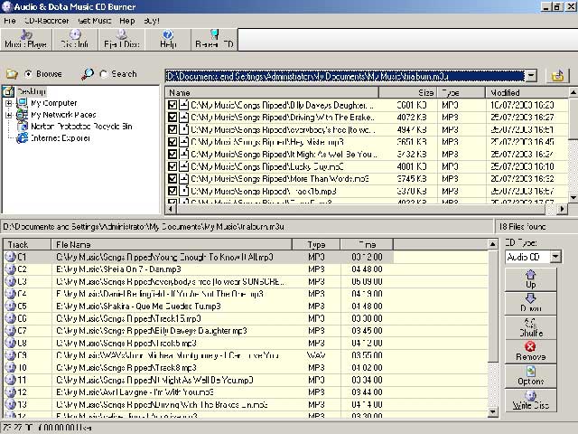 Audio & Data Music CD Burner Screenshot