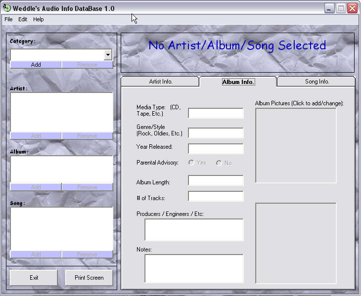Audio Info DataBase Screenshot