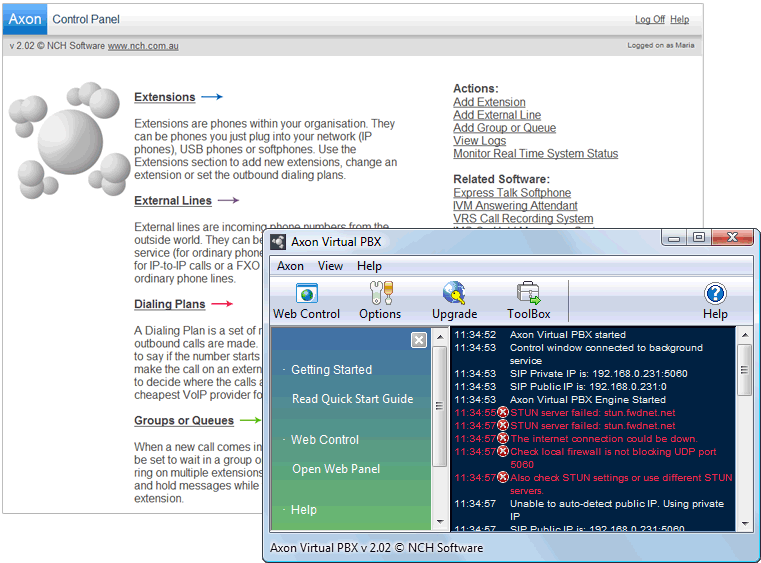 Axon Virtual PBx System Screenshot