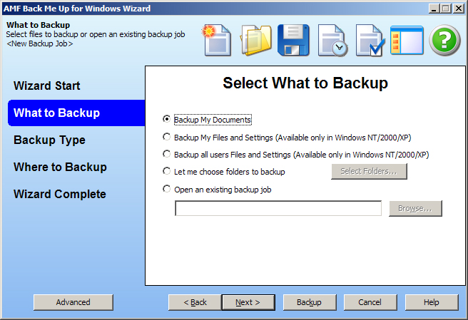Back Me Up Backup Software Screenshot
