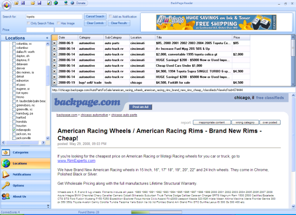 BackPage Reader Screenshot