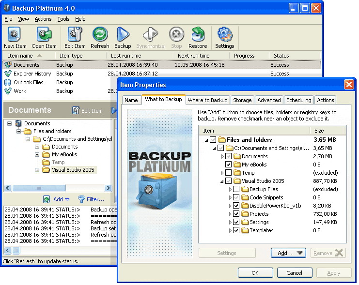 Backup Platinum Screenshot