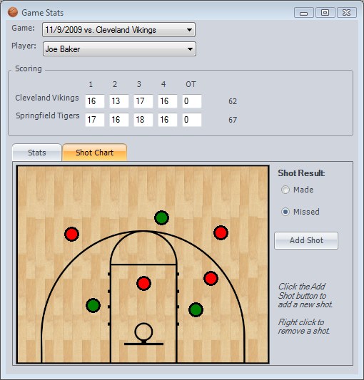 Basketball Stat Manager Screenshot