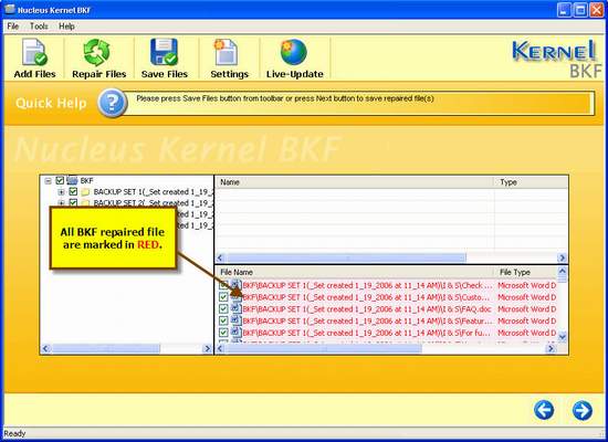 BKF Recovery - Corrupt BKF File Repair Screenshot