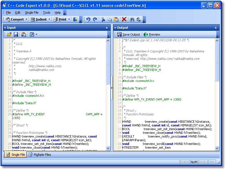 C++ Code Export Screenshot