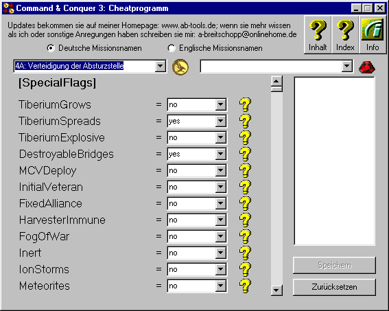 C&C 3: Cheatprogramm Screenshot