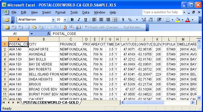 Canadian Postal Code Database  Gold Edition  3587 
