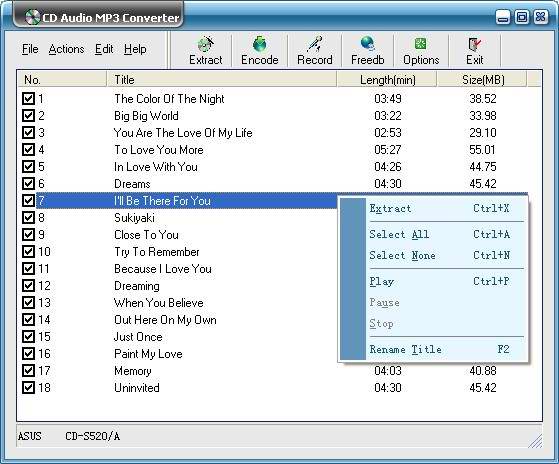 CD Audio MP3 Converter Screenshot