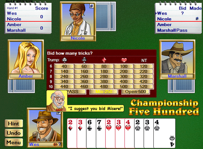 Championship Five Hundred for Windows Screenshot