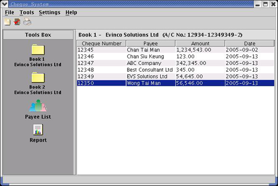 ChequeSystem Electronic Cheque Writer Screenshot