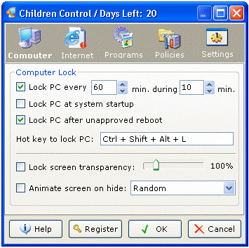 Children Control Screenshot