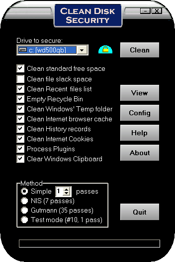 Clean Disk Security Screenshot