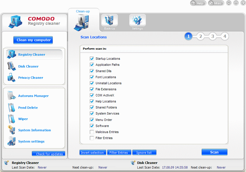 Comodo System Cleaner Screenshot