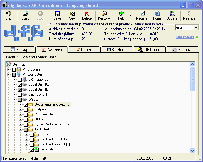 dfg BackUp XP Screenshot