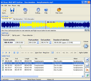 Direct WAV MP3 Splitter Screenshot