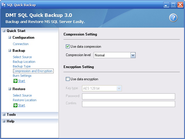 DMT SQL Quick Backup Screenshot