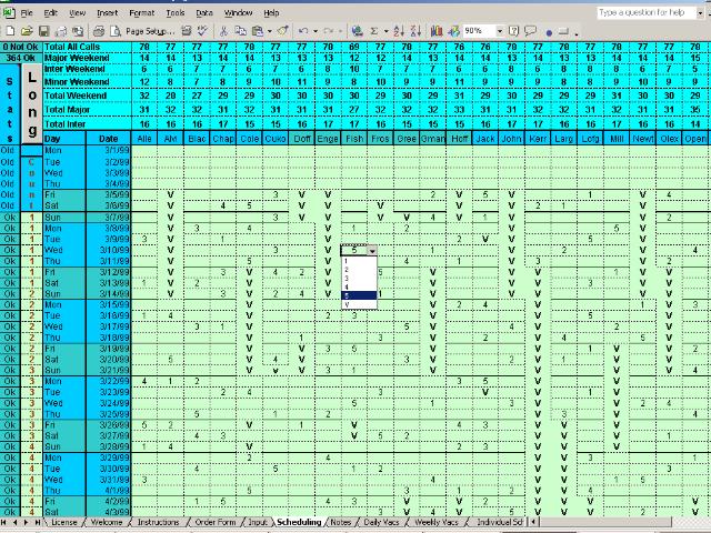 Doctors Calls for a Year with Excel Screenshot