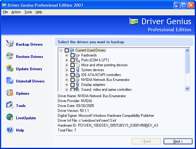 Driver Genius Professional Edition 2007 Screenshot