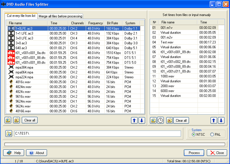 DVD Audio Files Splitter Screenshot