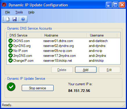 Dynamic IP Update Service Screenshot