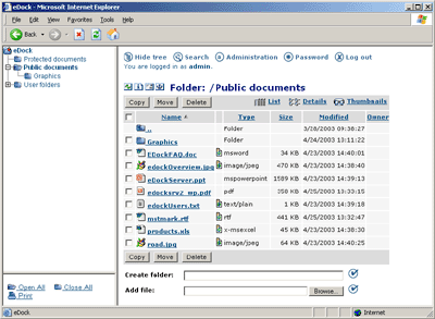 eDock Server Screenshot